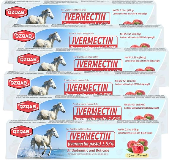 Ivermectin Equine Paste 1.87% Apple Flavored Oral Dewormer for Horses, 6-Pack