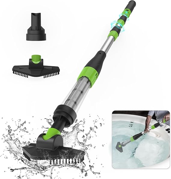 Cordless Rechargeable Pool Vacuum, Spa Hot Tub Vacuum, Handheld Rechargeable Pool Cleaner, Running Time 90 Mins Suitable for Spas, Hot Tubs and Small Pools for Sand and Debris, Black