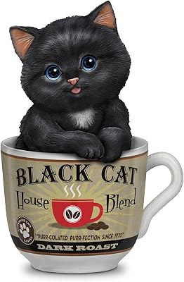 The Hamilton Collection Kayomi Harai Dark Roast Coffee Mug Cat Figurine