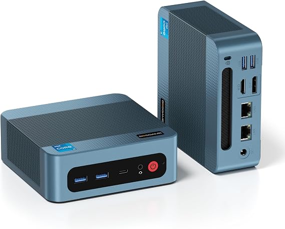 BOSGAME P2 Neo Mini PC, Intel Core i5 12450H Mini Computers 16GB DDR4 512GB SSD, Dual LAN, Triple Display Office Desktops PC, USB-C/HDMI/DP, Wi-Fi 6, BT 5.2