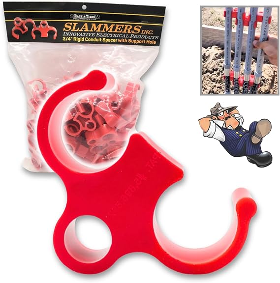 Rack-A-Tiers Slammers - Rigid/PVC Conduit Spacer with Support Hole, Keep Conduits in Place During Slab Work & Concrete Pour - 50 Pack (For 3/4-inch Conduits) (35075.RSWS)