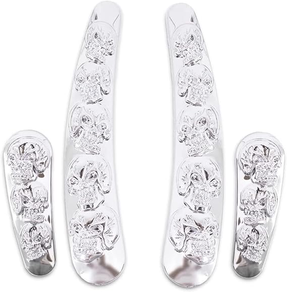 3D Custom Chrome Skull Swingarm Frame Insert 4pcs for Harley Davidson Softail Models 2008-2017 (NOT FXCW, FXCWC, FXSB, FXSBSE & FXST- AUS
