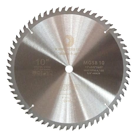 MGSB 10" 60 Tooth Circular Saw Blade for Wood Carbide Cordless Miter/Table Saw Blade 5/8" Arbor