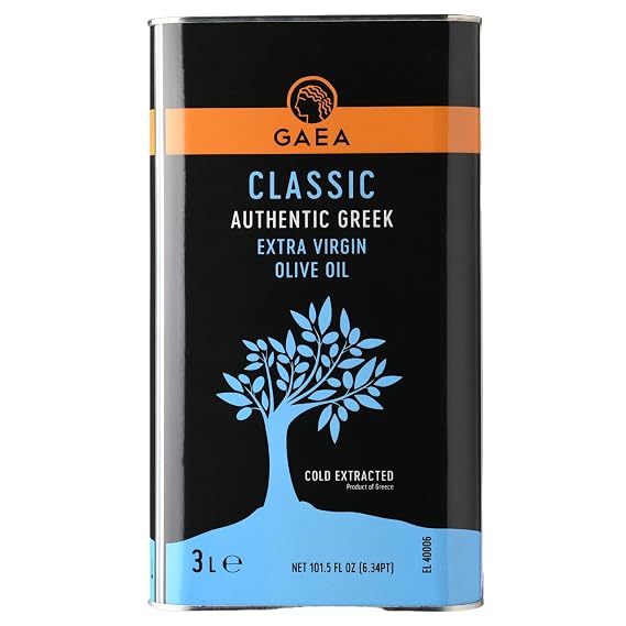 GAEA Classic Authentic Greek Extra Virgin Olive Oil, 101.5 fl oz (3L) | Cold Extracted Olive Oil from Greece | Balanced Flavor for Cooking, Dressing & Dipping | Non-GMO, All-Natural