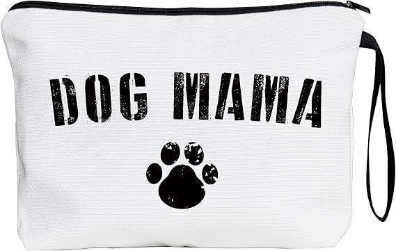 METALPHA Dog Mom Makeup Bag for Purse Zipper Canvas Make Up Bag Large Pencil Pouch Bag with Wrist Strap, Dog Lovers Cosmetic Bags Makeup Pouch