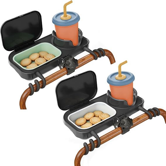 KingKam Universal Double Stroller Snack Tray for Bugaboo Nuna, 2 Pack