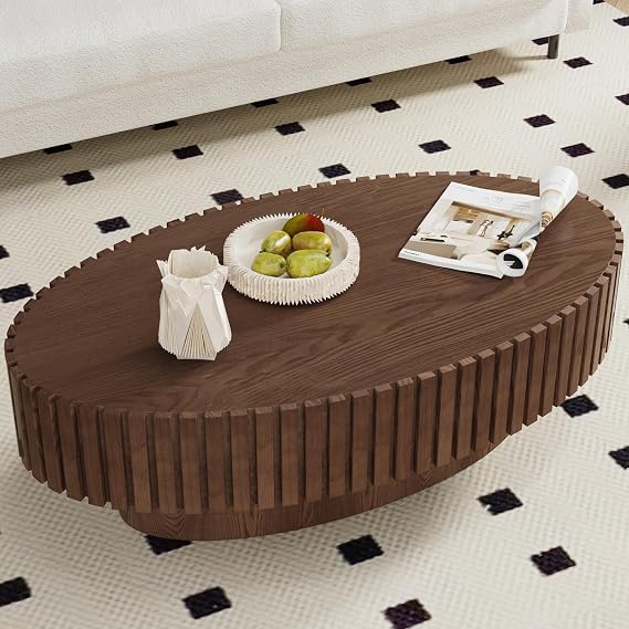43.3" Oval Coffee Table, Dark Brown