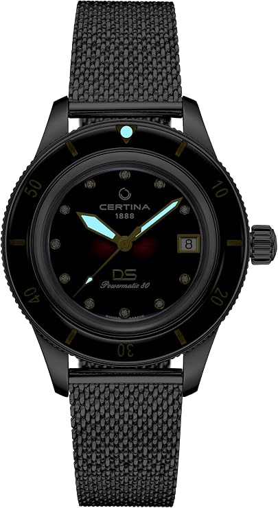 Certina, Womens, DS Heritage Diamonds, 39, mm, Steel (Mesh), Automatic, Powermatic 80, Nivachron, Date, Watch, Brown, Steel (Mesh), C0362071129600