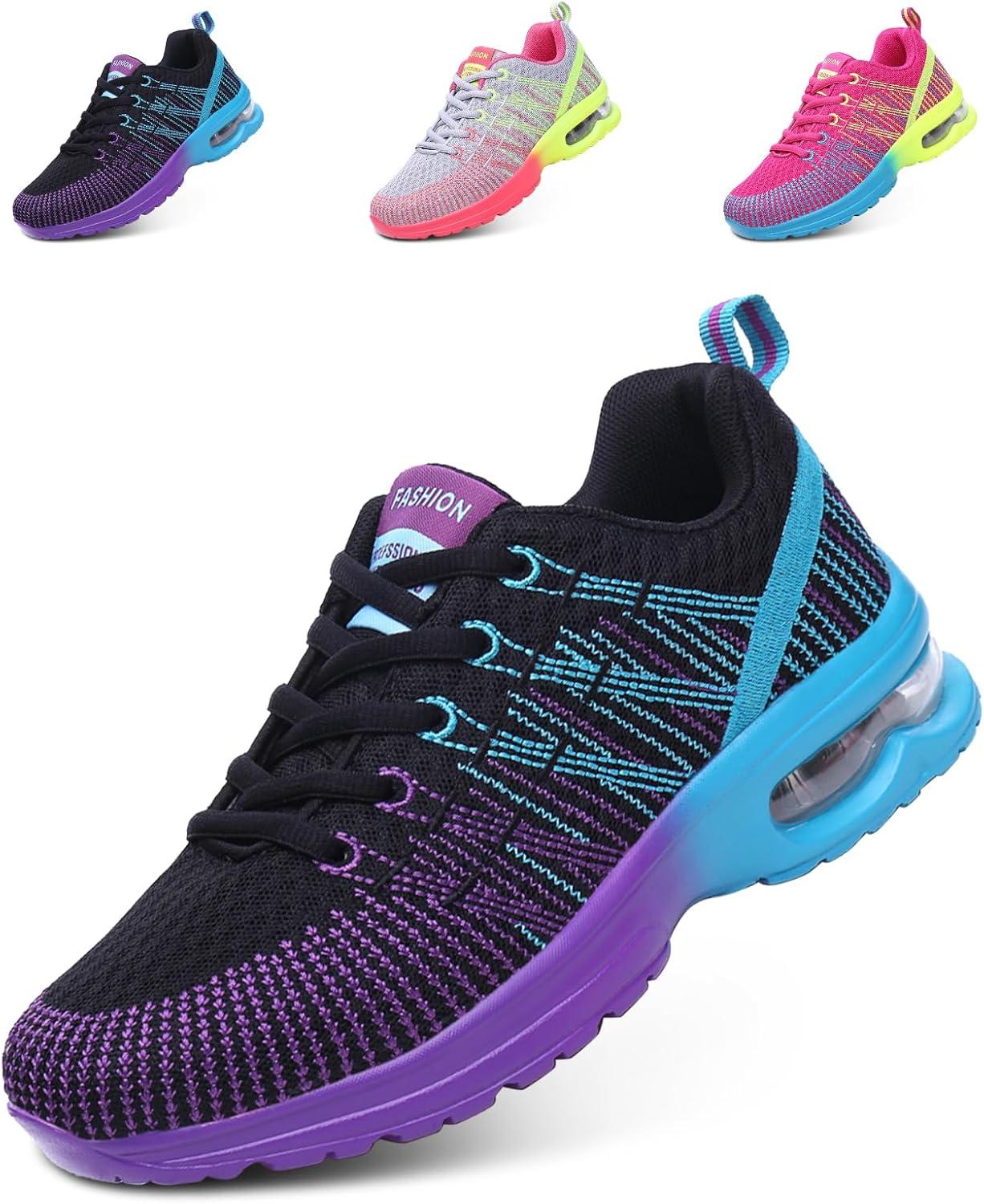 Hitmars Running Shoes Womens Sneakers Bubble Sneakers Breathable Sports Shoes Light Jogging Shoes Non-slip Street Running Shoes Walking Shoes Fitness Running Outdoor Black EU 36-42