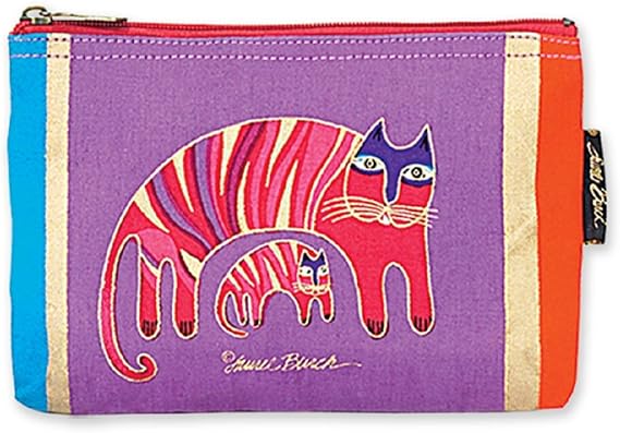 Laurel Burch Classic Felines Cosmetic Bag (Purple/Red D)