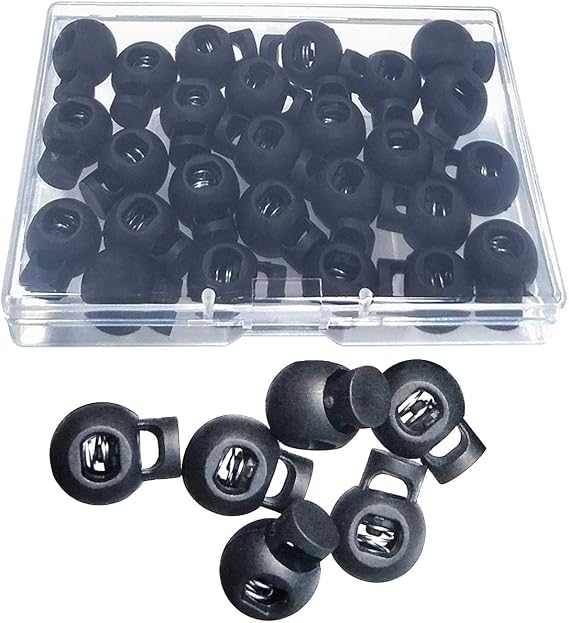 25PCS Adjustable Ball Cord Lock Round Toggle Stopper Rope Spring Cord Clips