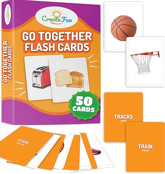 CreateFun Go Together Flash Cards, 50 Real Matching Picture Cards, 25 Pairs