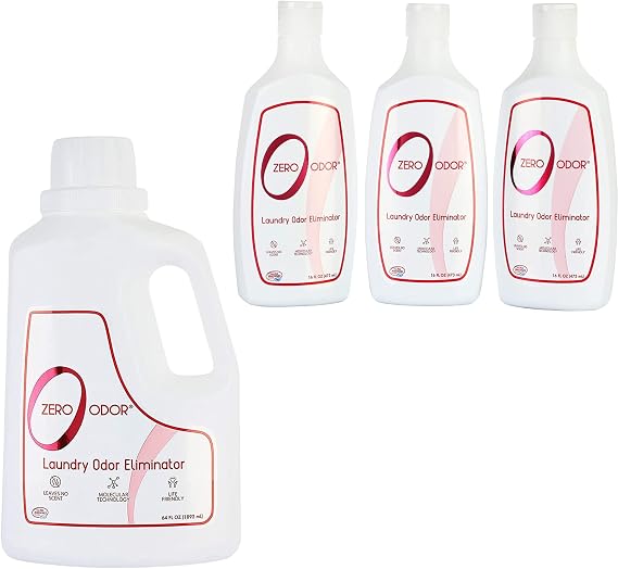 Zero Odor Laundry Odor Eliminator 64 Oz Clothes, Fabrics, Towels, Uniforms, Jerseys, Shoes, 16 Oz (3-Pack)