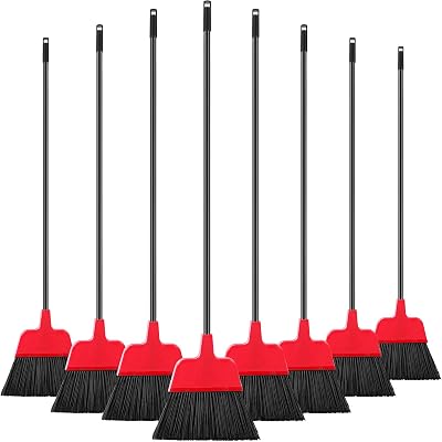 8 Pcs Outdoor Broom for Floor Cleaning 54 Inch Commercial Heavy Duty Broom Long Handle Kitchen Household Angle Brooms for Sweeper Sweeping Indoor Dust Hair Cleaner Corn ShopRed