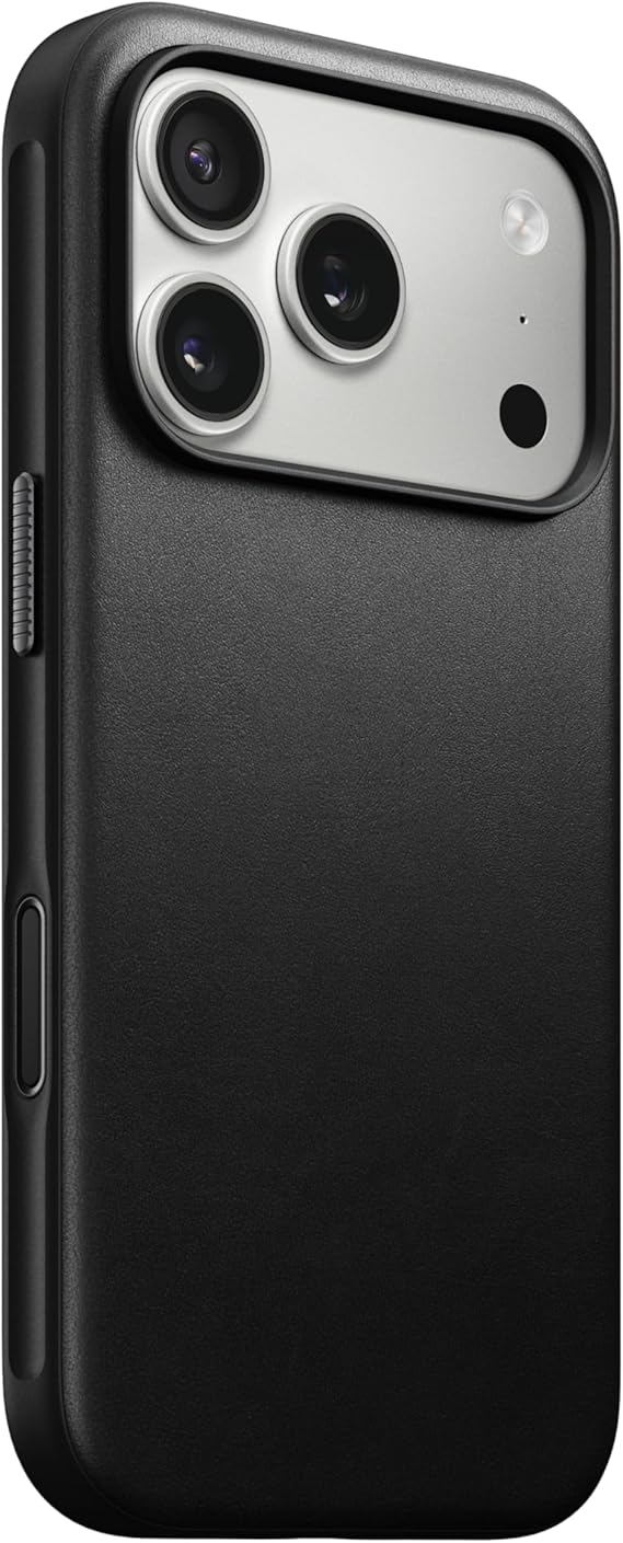 NOMAD Modern Leather Case Black Compatible with iPhone 17 and 18 Pro Leather Magsafe Charging Compatible Phone Case for iPhone 17 & 18 Pro