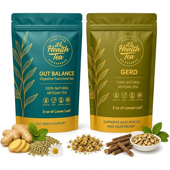 2-Step Gut Reset System Herbal Tea Bundle for Digestive Comfort & Daily Gut Balance GERD Support Tea + Gut Health Tea Caffeine-Free, Loose Leaf