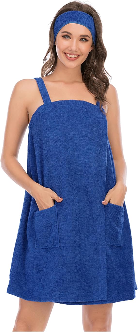 Shower Wrap with Straps Plus Size 2X, Navy Blue Plus Size Around Wrap Towel for Wedding Bridal Party