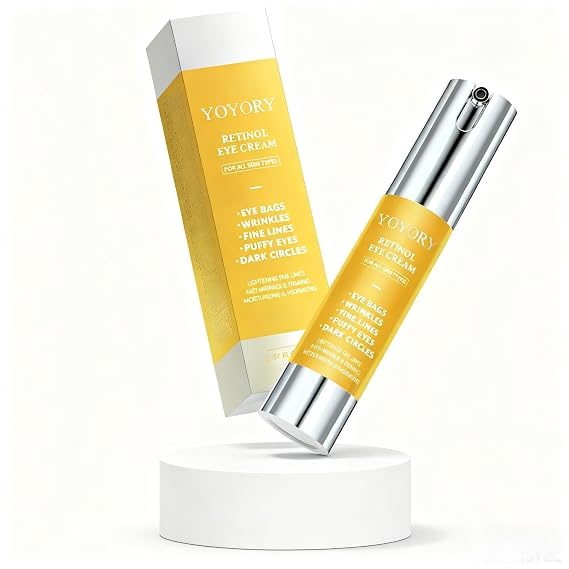 Retinol Eye Cream for Dark Circles & Puffiness - Anti-Aging Under Eye Treatment for Wrinkles, Fine Lines, Eye Bags | Hydrating & Moisturizing Skin Care, Gold 0.57 fl oz