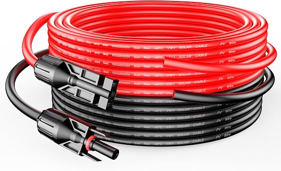 RICH SOLAR 30 Feet 10 Gauge Solar Extension Cable One Pair Connect Solar Panel to Charge Controller