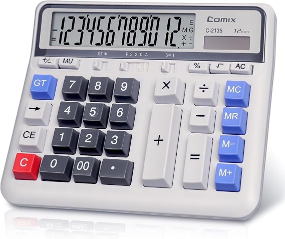 Comix Desktop Calculator, 12 Digits Large Desk Calculator, White, 2 Pack