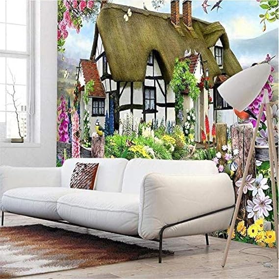 Custom Wallpapers Gorgeous Pastoral English Country Cottage Rose Garden Children S Room Tv Backdrop Mural 3D Wallpaper Grey Wall Sticker border-250cm×170cm