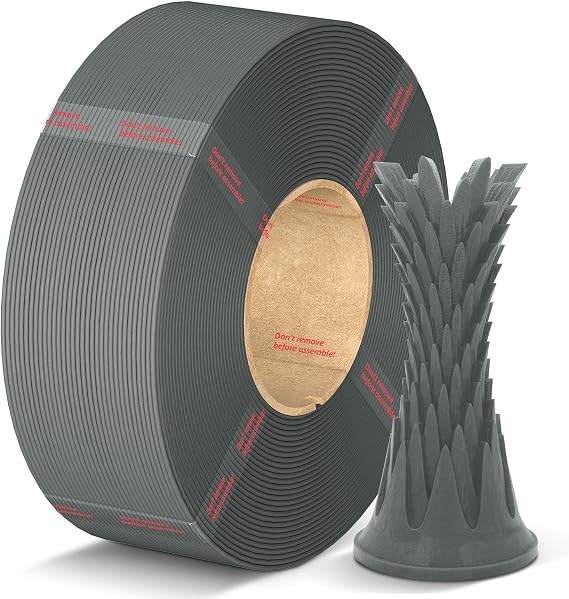 ANYCUBIC PLA Filament Refill 1.75mm, 3D Printer Filament, for Reusable Spools, Dimensional Accuracy +/- 0.02mm, Fit with Most Reusable Spools, 1KG, Texture Grey