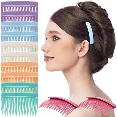 RC ROCHE ORNAMENT 12 Pcs Womens Girls Classic Side Slide Comb Premium Hair Accessory Pin Wide Teeth Solid Plastic Combs Bridal Pins Beauty Fashion Accessories, Medium Pastel Multicolor