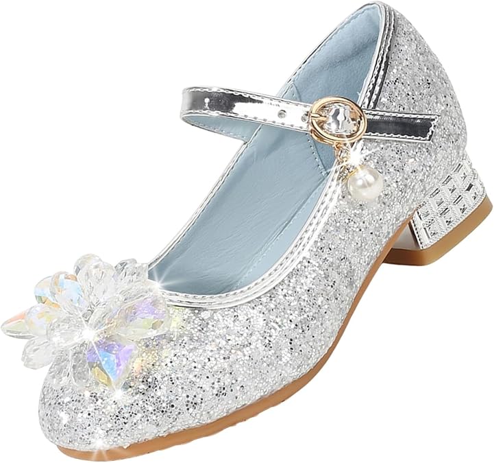 Girls Glitter Heels Toddler Princess Sparkly Kids Dress Up Shoes for Party Wedding Birthday Xmas Party Pumps