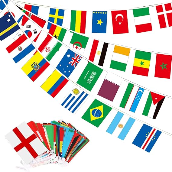 49ft/15m World Cup 2026 Bunting 48 Countries for World Cup Party Decorations,48 Teams Flags International Flag Bunting Banner for 2026 Fifa World Cup Football Indoor Outdoor Bar Garden Street Decor