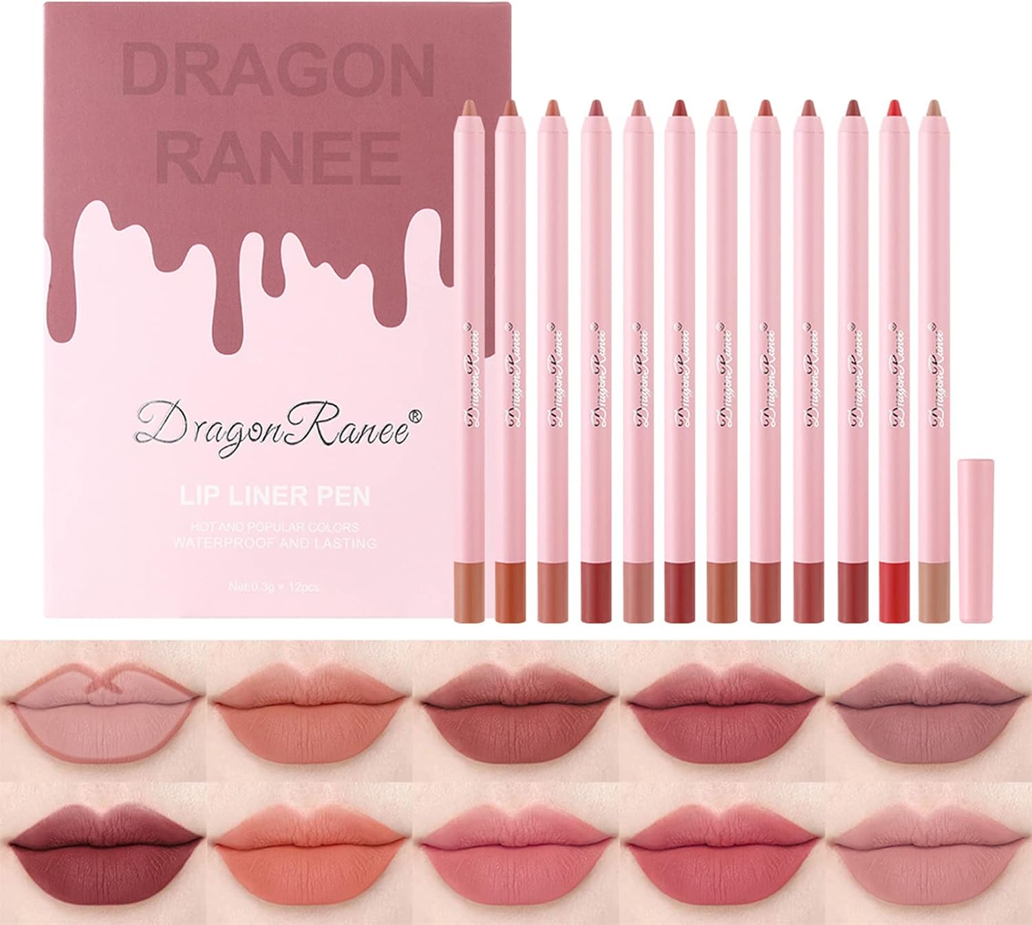 Waterproof Matte Lipstick Pen Natural Moisture Lip Liner Pencil Long Lasting Lip Definer Pencil Lipstick Smooth & Soft Lip Stain Marker Pen Long Lasting Waterproof Matte Stain Resistant