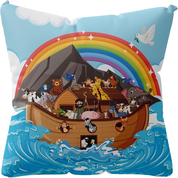 Noah's Ark Nursery Decor Children's Decorative Pillow Cover - Arklife (14x14)