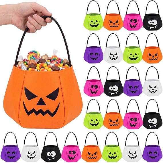 Teenyyou 24pcs Halloween Candy Buckets, Nonwoven Trick or Treat Bags