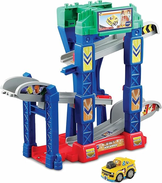 VTech 556503 Toot Drivers 4-in-1 Raceway, Toy Car racing Track for Boys and Girls, Car Tracks for Kids with Lights and Sounds, Musical Toy Race Track for Children Aged 1 to 5 Years, English Version