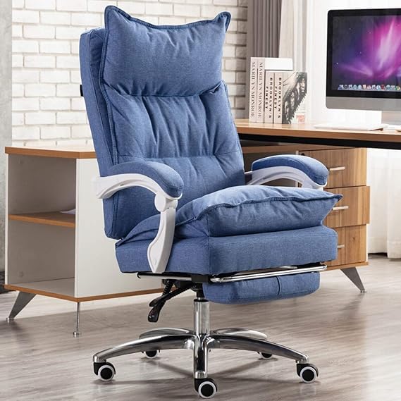 Office Chair Computer Desk Chair High Back Office Desk Chair,Extra Padded Office Chair Adjustable Seat Height,Synchro Tilt Mechanism with Adjustable Task Chair Gas lift SGS tested With Footrest,Brown