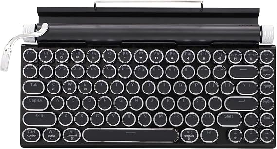 Adventurers Typewriter Style Retro Mechanical Keyboard LED Backlight 83 Keys Bluetooth 5.0 Blue Axis, Suitable Desktop Computers/Laptops Mac/Mobile Punk Keys, Black, 12.8 x 6.6 x 1.6 inches