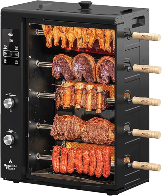 FOGO SERIES Rotisserie Gas Grill w/5-Skewers by Brazilian Flame Oven Grill Roaster with Auto Rotating Skewers for Rotisserie Chicken, Brazilian Style BBQ and Churrasco, Shawarma Machine - 2026 Series