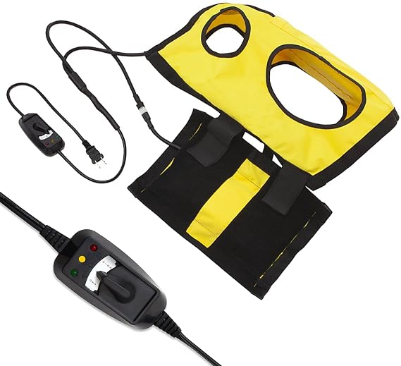 Thermotex Equine Far Infrared Heating Hood. 2 Far Infrared Inserts. Electric Heating Pad with Self Fastening Straps. Heat Pad to Help Relieve Frontal Sinuses, Face & Throat. Machine Washable Cover.