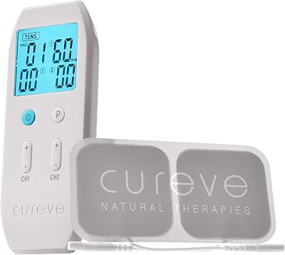 Cureve TENS  EMS Unit Combination Pain Relief System and Muscle Stimulator - Professional, Rechargeable, Portable and Powerful