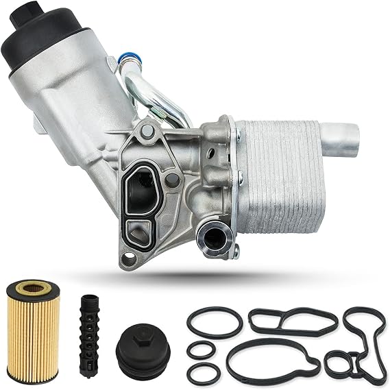 Engine Oil Cooler Filter Housing Assembly with Gasket Compatible with 2011-2021 Chevy Cruze Sonic Trax Buick Encore 1.4L Replaces 918-428 88179-91400
