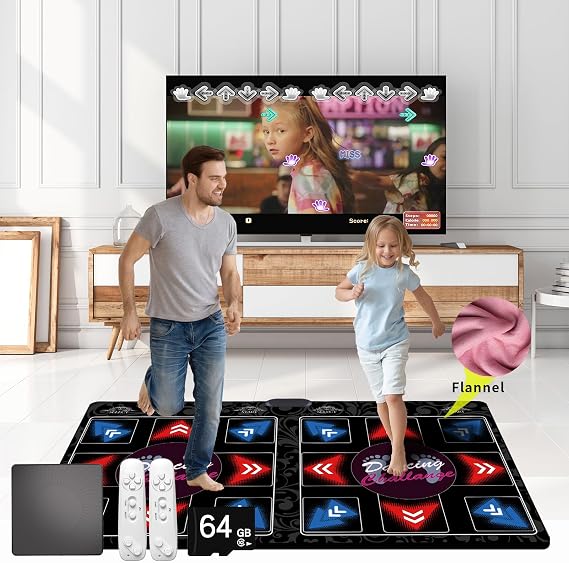 Dance mat for Kids and Adults,899 Games,64G Memory Card, 650 Songs and 75 Music Videos,Fitness Dance Games, Gift for Boys and Girls for TV;Premium Flannel Material