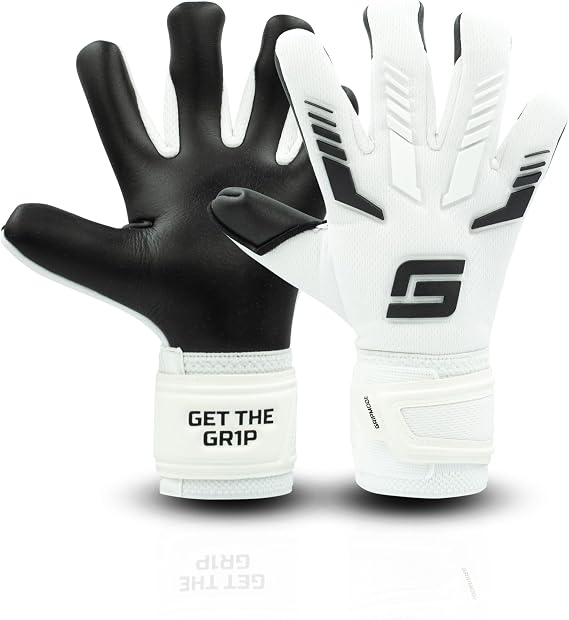 GRIPMODE Children's Goalkeeper Gloves Junior White 2.0 - Goalkeeper Gloves with Large Catching Area - Football Goalkeeper Gloves with 3 mm Griptec Latex for Extra Grip - Size 4-6