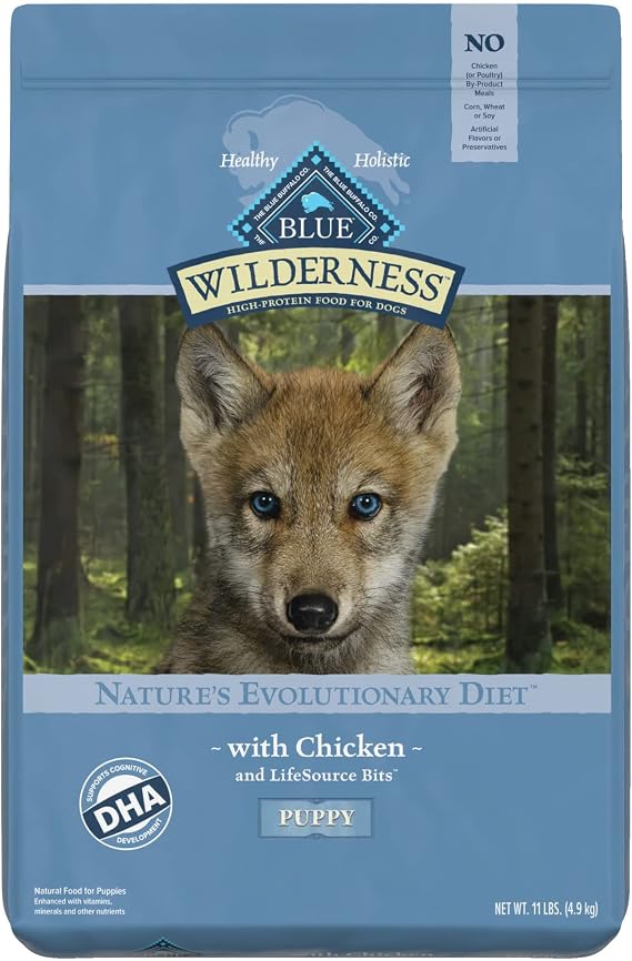 Blue Buffalo Wilderness with Chicken High Protein Dry Dog Food for Puppies, 36% Protein, Supports Immunity With Antioxidant-Rich LifeSource Bits, 11 lbs.