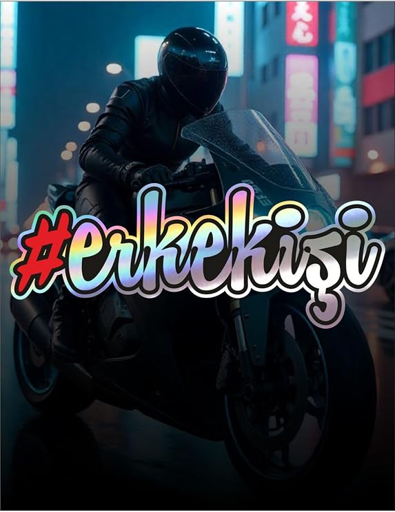 Hologram Tekli erkekişi Araba, Motorsiklet, Kask, Laptop,cam Sticker 15x7 Cm