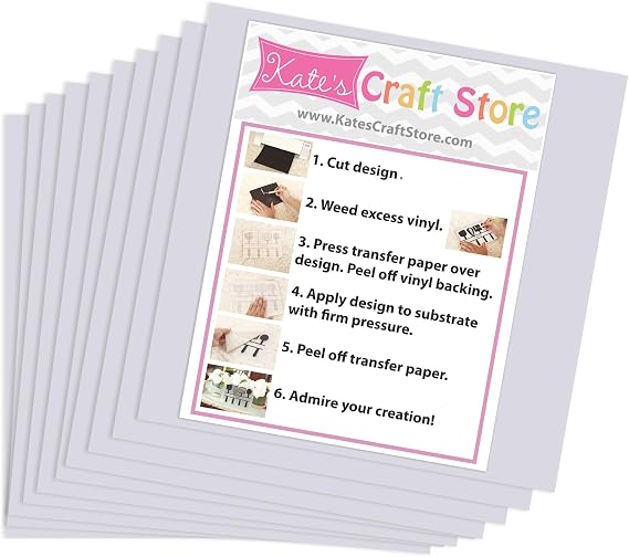 (10) 12" x 12" Sheets - Oracal 651 Transparent Adhesive Craft Vinyl for Cricut, Silhouette, Cameo, Craft Cutters, Printers, and Decals
