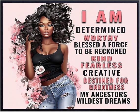 I Am - African American Wall Art Inspirational Quote Poster for Black