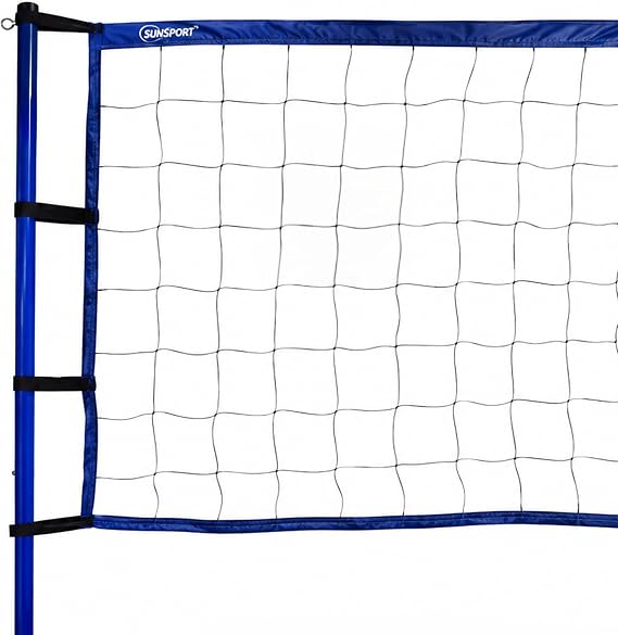 SunSport Volleyball Set - Includes Net, 6 Poles, Extra Straps, Durable Carry Bag & Instructions | Summer Sports