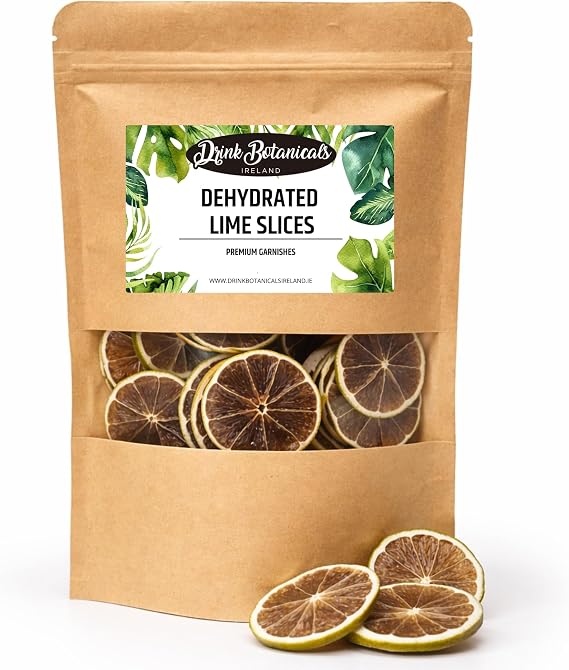 Dried Dehydrated Dried Lime Slices Wheels | 40+ Slices | 100% Natural | Dry Lime for Garnishing Cocktails, Cooking, Baking, Wreaths Drinks | Citrus Fruit Slices | 40 Grams, 1.4 Oz | Drink Botanicals