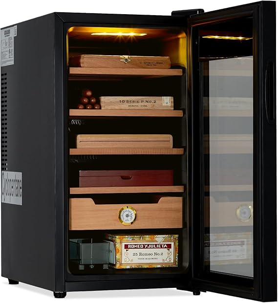 Cigar Humidor Cabinet 300 Count, 3 in 1 50L Electric Humidor with Hygrometer, Humidifier, Cooling Fan & Spanish Cedar Lining, Lights Control System, Desktop Multi Large Drawers, Gift for Cigar Lovers