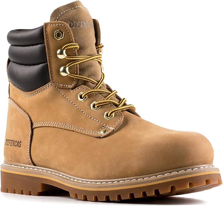 Men's 6" Leather Steel Toe Work Boots, Slip & Oil Resistant