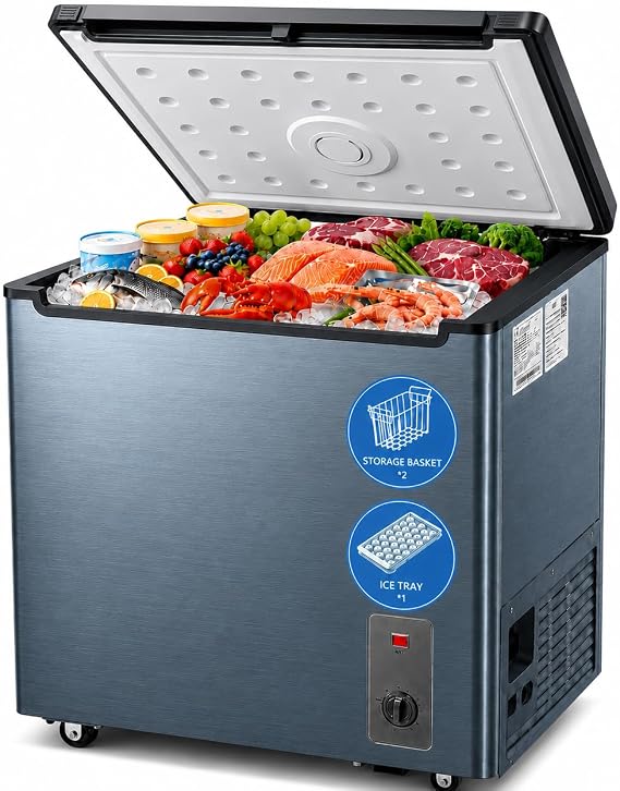 7.0 Cu Ft Chest Freezer Deep Freezer with 2 Baskets for Garage Home